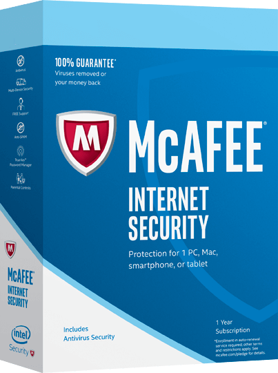 Cheap Antivirus McAfee Internet Security - Latest Software - 1 Year - InterSecure 