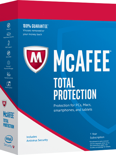 Cheap Antivirus McAfee - Total Protection - 12 Month - Windows + Android + Apple - Digital License - InterSecure 