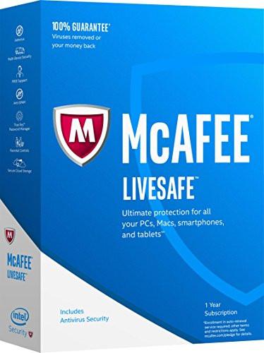 Cheap Antivirus McAfee LiveSafe - Latest Download - 12 Month - PC - MAC - Android - InterSecure 