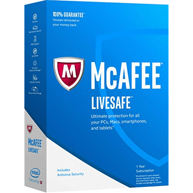 Cheap Antivirus McAfee Livesafe Ultimate Protection - 12 Month - InterSecure 