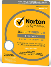 Cheap Antivirus Norton Security Premium - 10 Devices - 12 Months License - InterSecure 